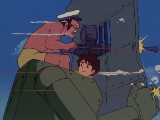 Future Boy Conan 12 mech gunfight